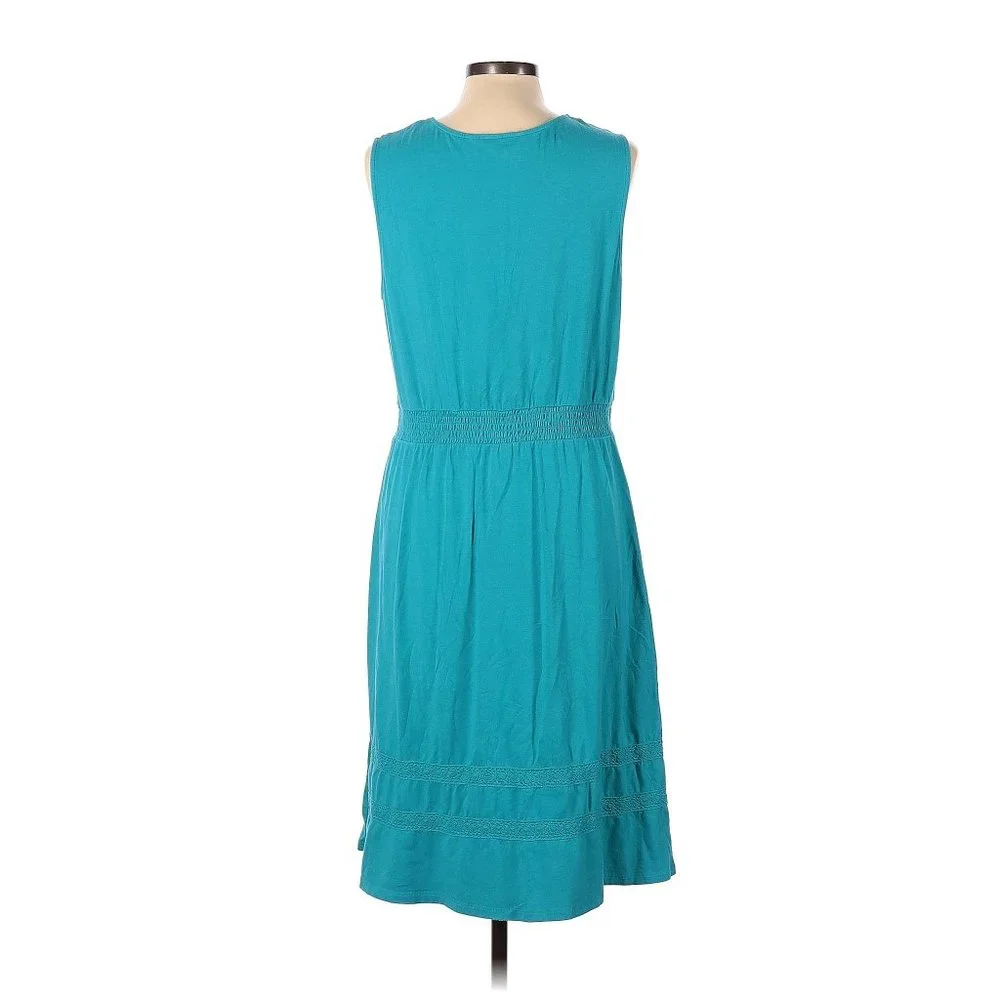 Liz Claiborne Sleeveless Cinched Teal Dress Size L - Picture 2 of 10
